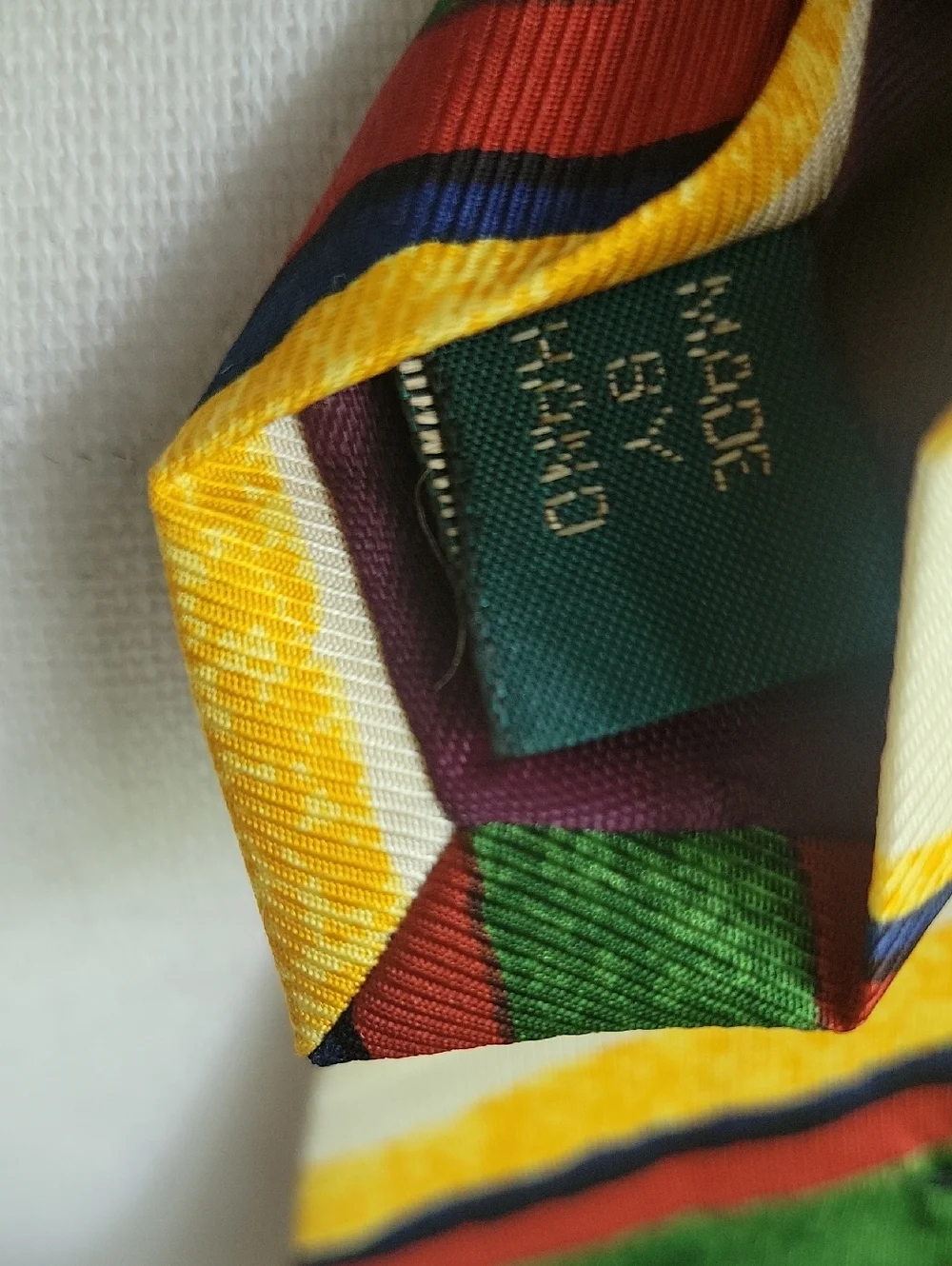 Vintage J. Crew Silk Striped Green, Red, Purple/Blue, Yellow & Cream Men's Tie
